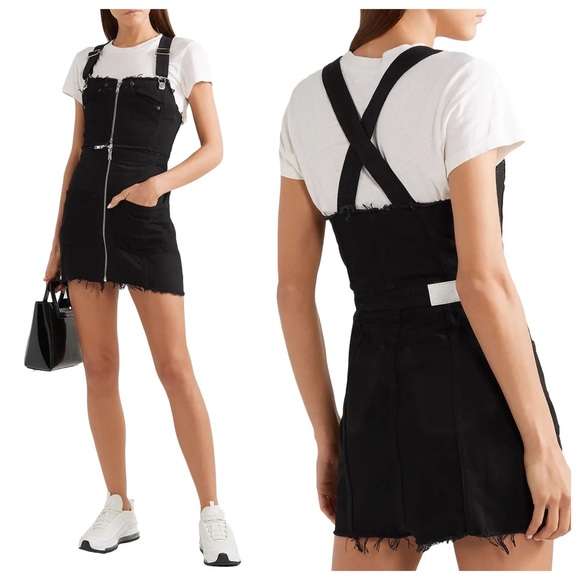NEW RE/DONE Levi’s Overall Denim Mini Dress (Sz M) Reworked Vintage Black - Picture 3 of 16